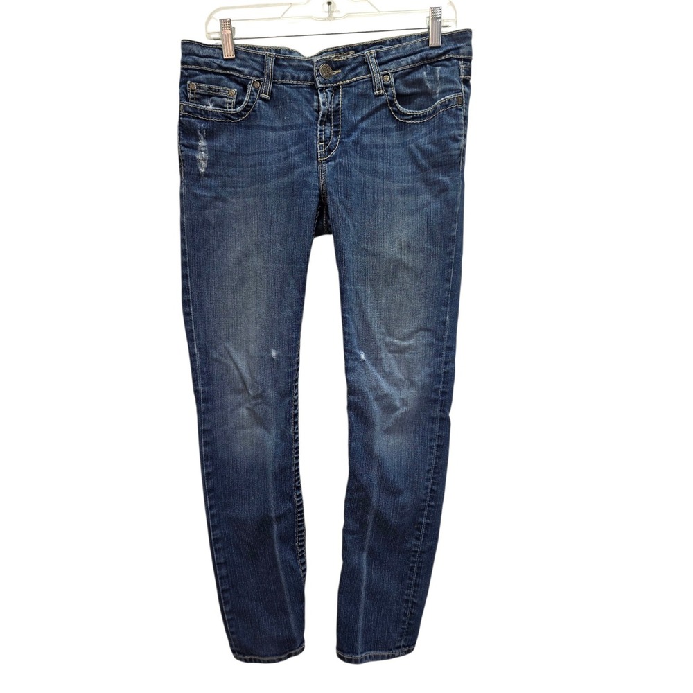 BKE Madison Jeans 32x30 Womens Stretch Distressed Embellished Pocket Skinny